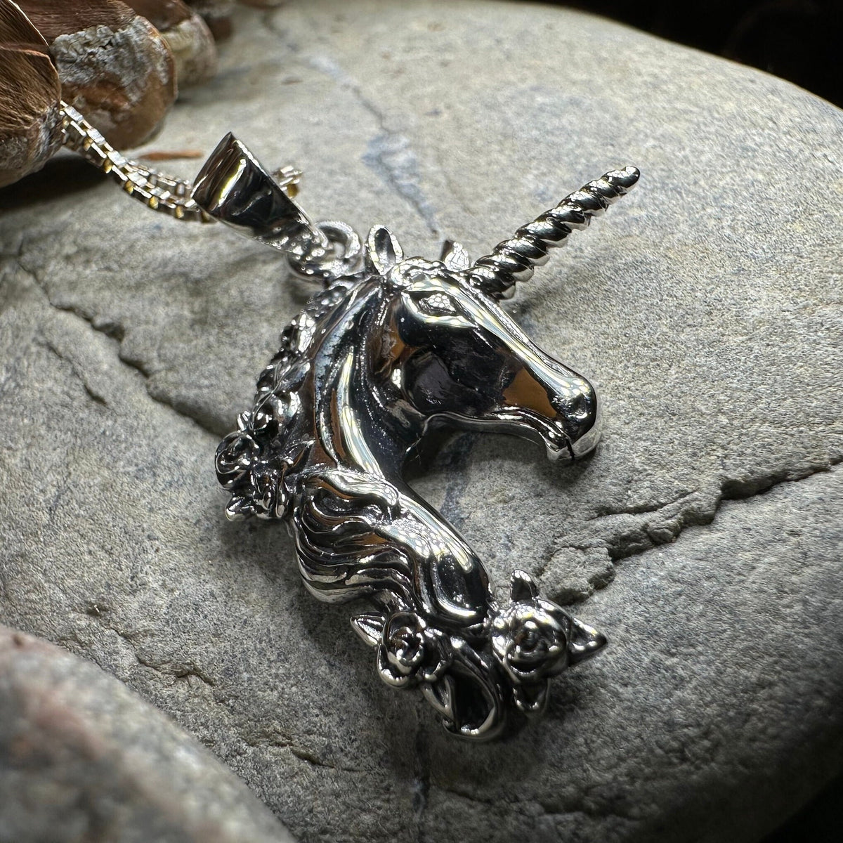 Silver Unicorn Pendant Mythical Creature Silver Necklace Legendary Unicorn Pendant Fantasy Designs Mullet Unicorn Head Silver Pendant newest Gifts