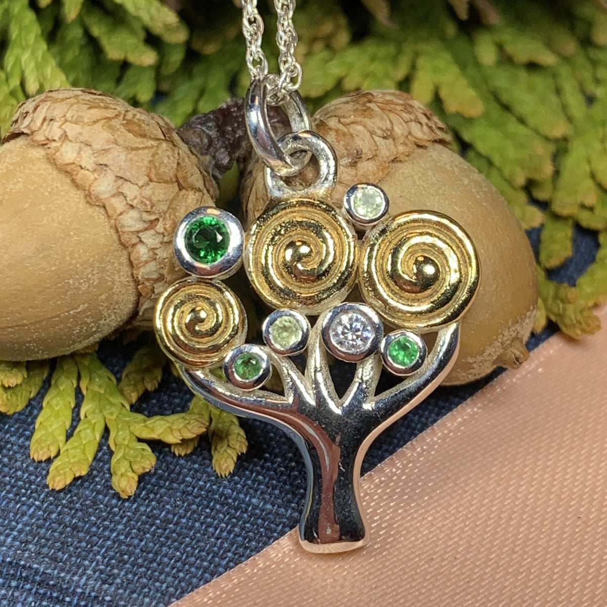 Shades of Green Tree of Life Necklace