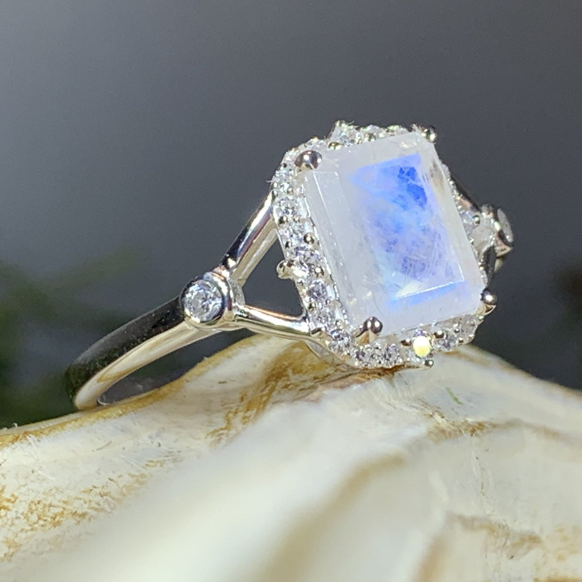 Rainbow Moonstone Engagement Ring, Medieval Ring, Celtic store Engagement Ring 'Wind', Moonstone Norse Ring, Moonstone Jewelry