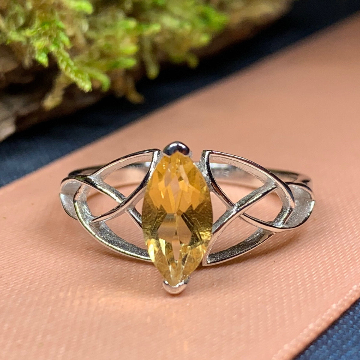 Millicent Citrine Trinity Knot Ring