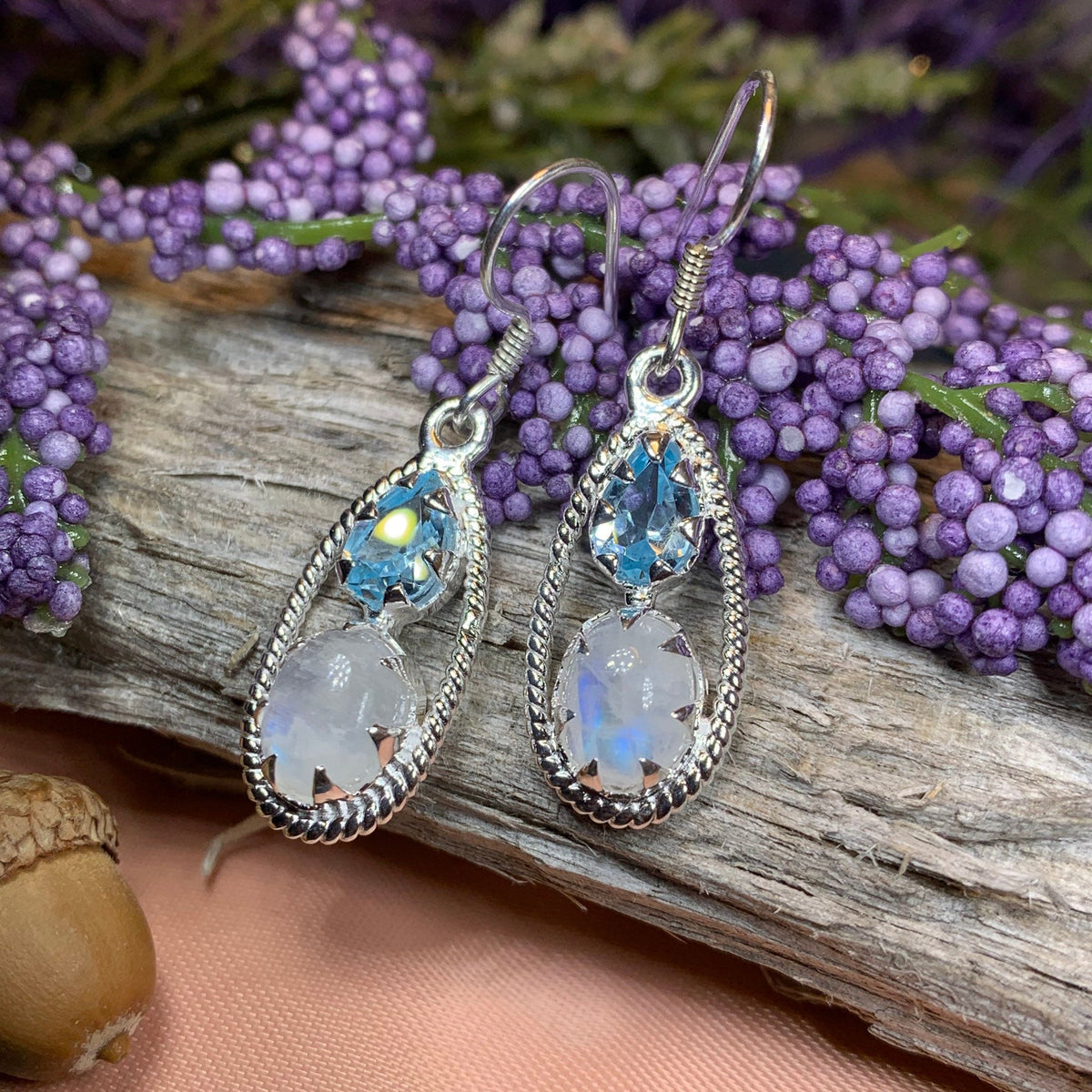 SV #Unique 05 | Sterling Silver Purple deals Amethyst Rainbow Moonstone Earrings | Rainbow Moonstone Dangle Earrings | Dainty Color Drop Earrings