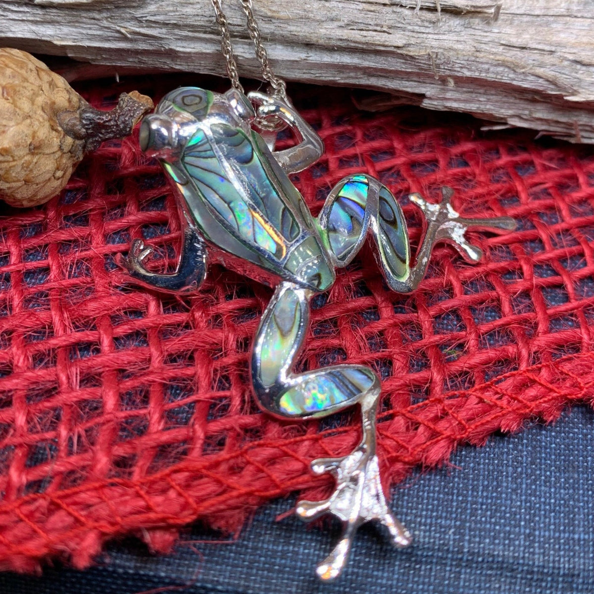 Blue Abalone Sajen Frog Pendant Vintage Rare Find 925 Sterling Silver selling