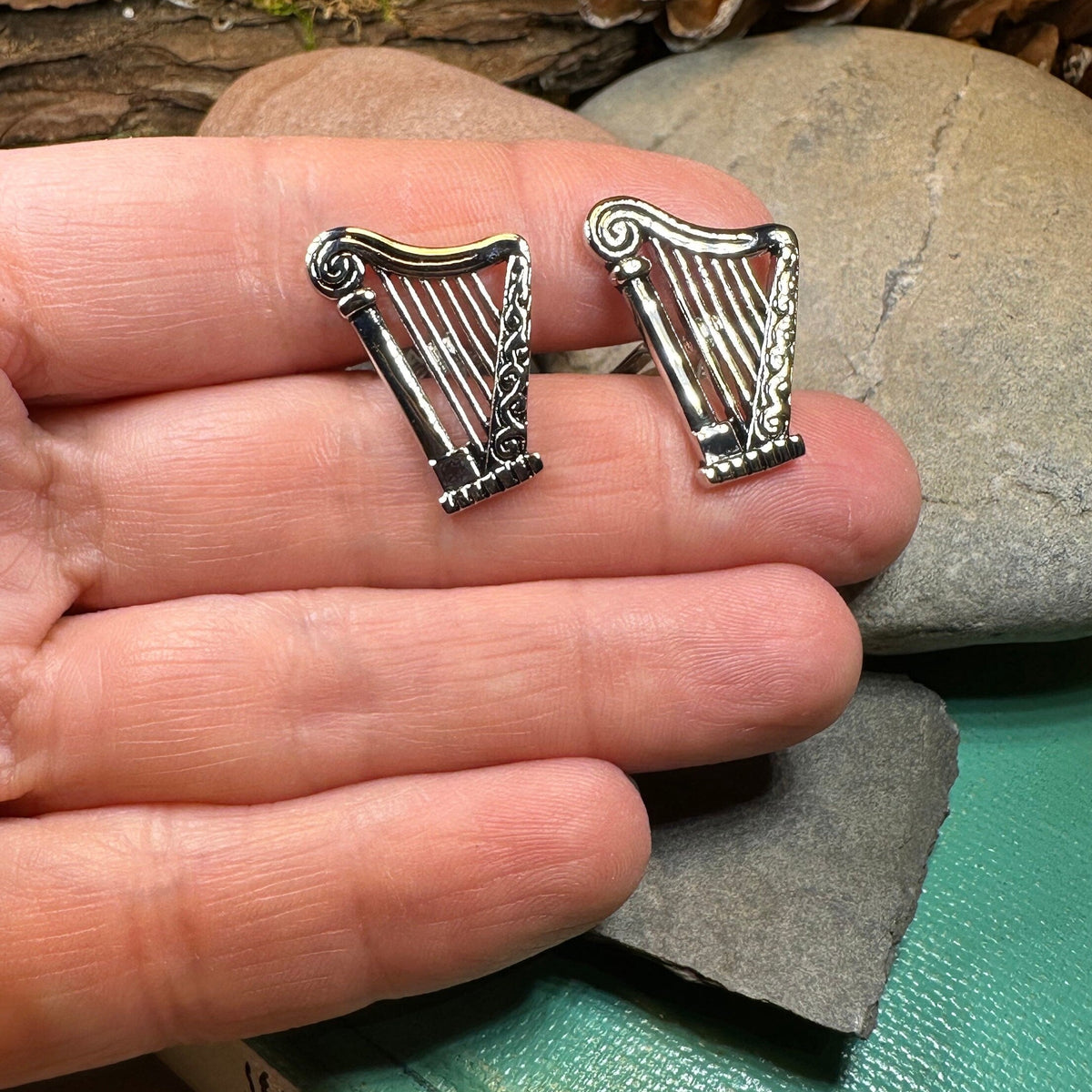 Irish Harp Cuff Links, 2024 Hand Enamelled and Gold Plated Jewellery, Mens Accessories