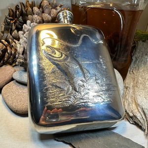 Fishing Pewter Hip Flask