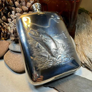 Fishing Pewter Hip Flask