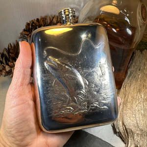 Fishing Pewter Hip Flask