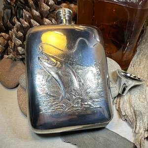 Fishing Pewter Hip Flask