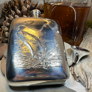 Fishing Pewter Hip Flask