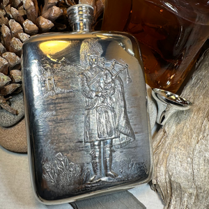 Bagpiper Pewter Hip Flask