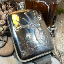 Load image into Gallery viewer, Roaring Stag Pewter Hip Flask
