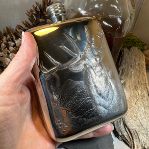 Roaring Stag Pewter Hip Flask