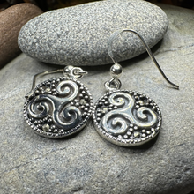 Load image into Gallery viewer, Celtic Triskel Marcasite Earrings
