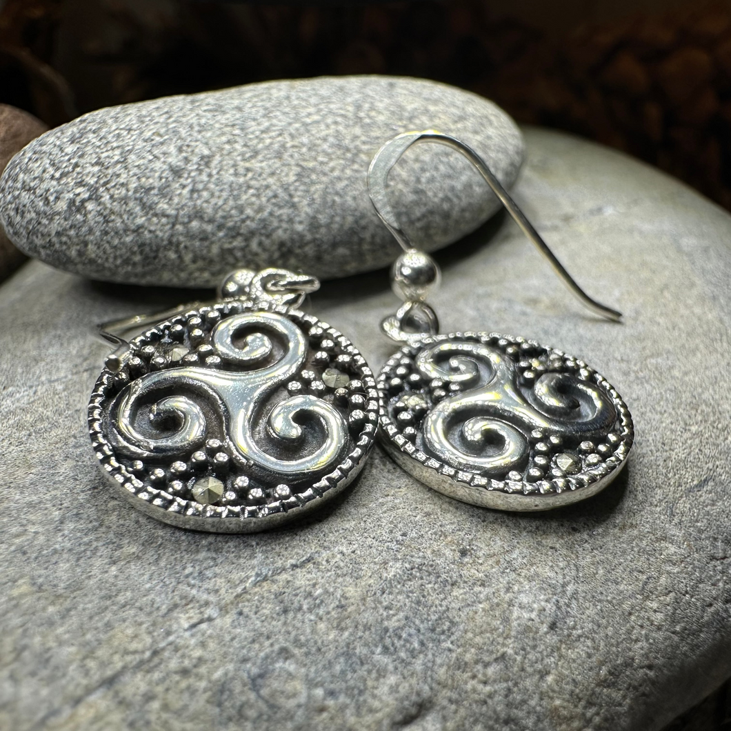 Celtic Triskel Marcasite Earrings