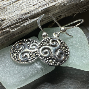 Celtic Triskel Marcasite Earrings