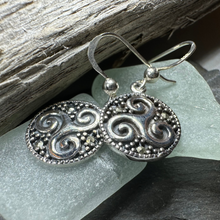 Load image into Gallery viewer, Celtic Triskel Marcasite Earrings
