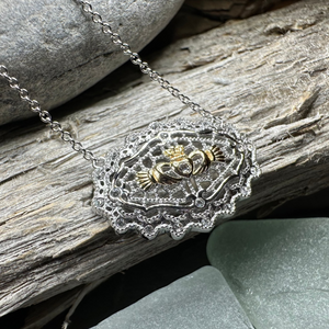 Irish Lace Claddagh Necklace