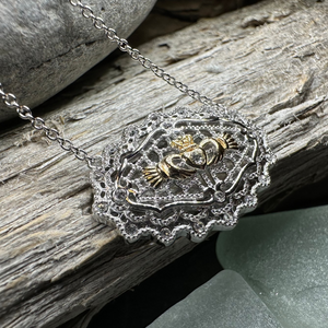 Irish Lace Claddagh Necklace