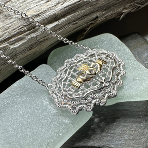 Irish Lace Claddagh Necklace