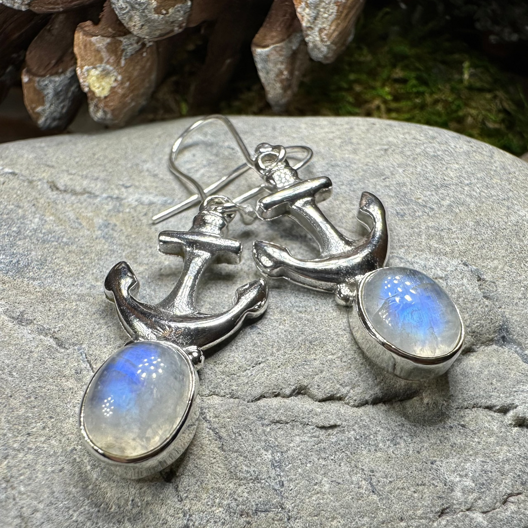 Moonstone Anchor Earrings