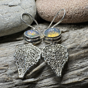 Celtic Leaf Opal Earrings