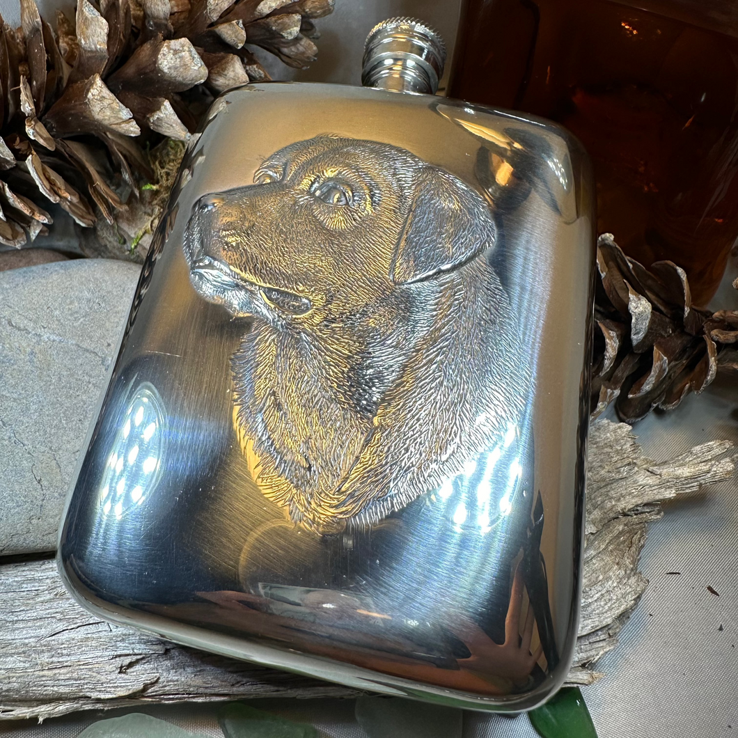 Faithful Friend Labrador Retriever Pewter Hip Flask