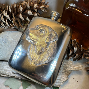 Faithful Friend Labrador Retriever Pewter Hip Flask