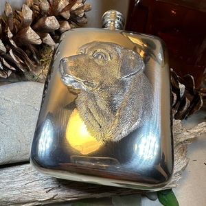 Faithful Friend Labrador Retriever Pewter Hip Flask