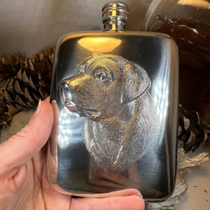 Faithful Friend Labrador Retriever Pewter Hip Flask