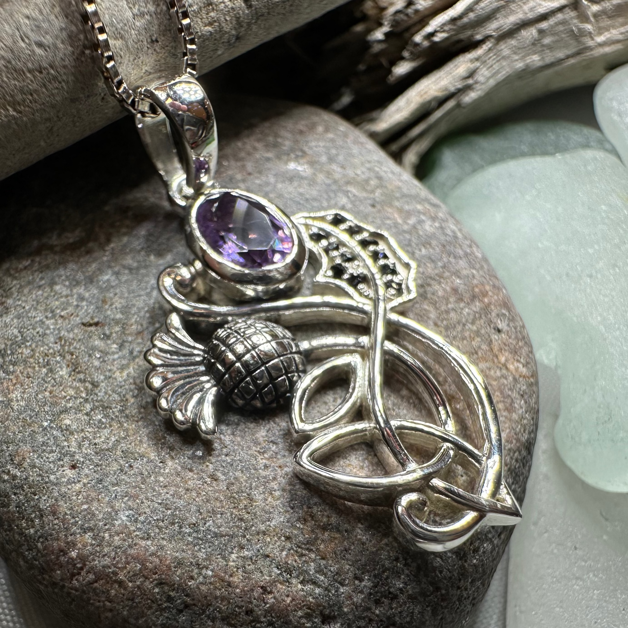 Celtic Knot Amethyst Pendant, Celtic Knot Infinity Necklace, Natural Amethyst Gemstone, Sterling Silver, sold February Birthstone, Celtic Jewelry