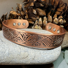 Load image into Gallery viewer, Celtic Birds Copper Cuff Bracelet
