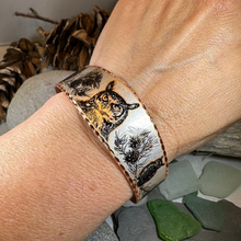 Load image into Gallery viewer, Mystical Owl Copper Cuff Bracelet
