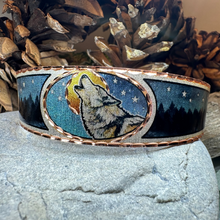 Load image into Gallery viewer, Starry Night Wolf Copper Cuff Bracelet
