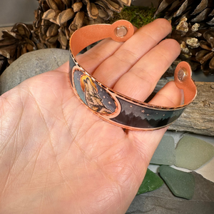 Starry Night Wolf Copper Cuff Bracelet