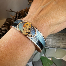 Load image into Gallery viewer, Starry Night Wolf Copper Cuff Bracelet
