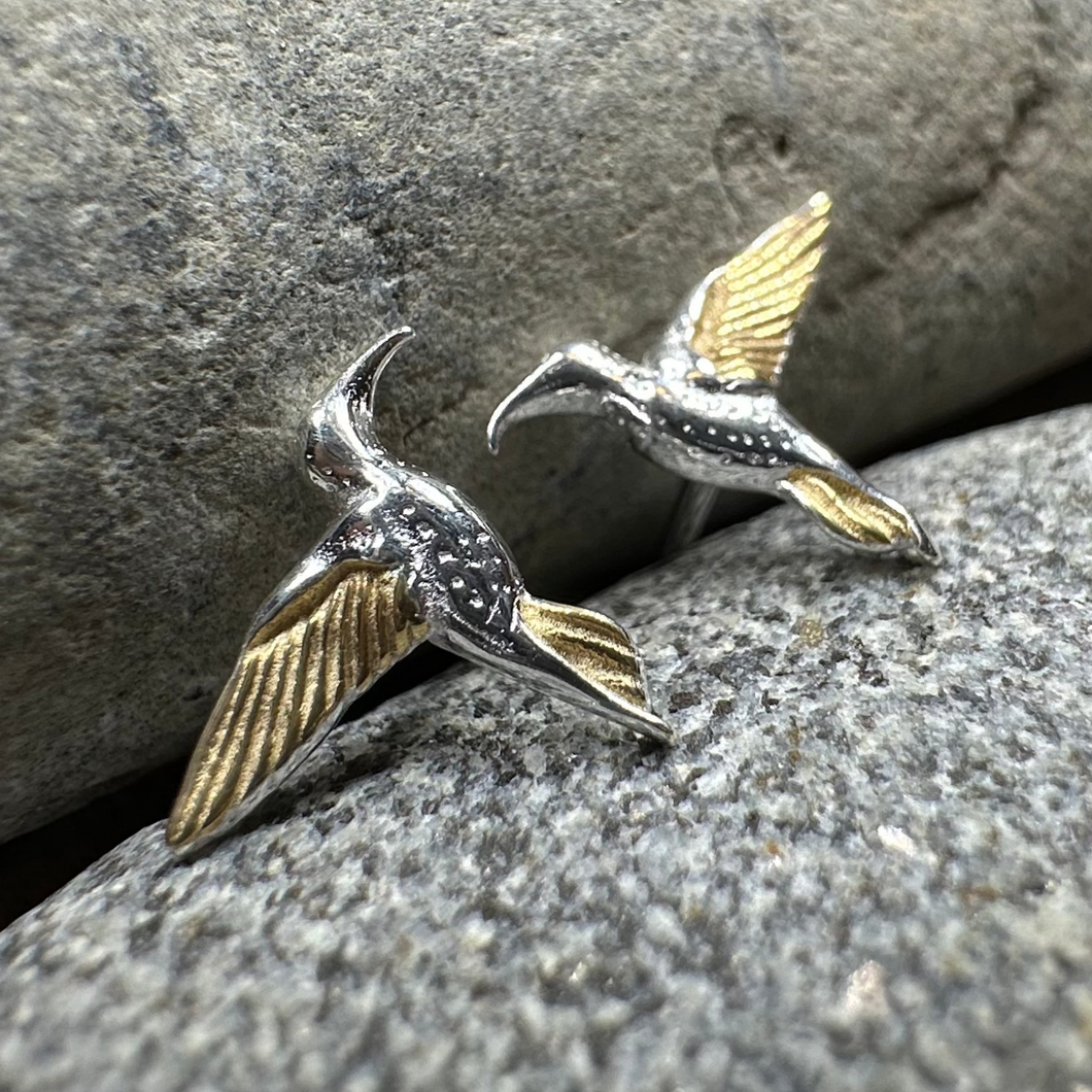 Golden Wing Hummingbird Post Earrings