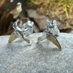 Golden Wing Hummingbird Post Earrings