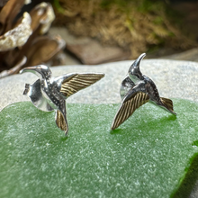 Load image into Gallery viewer, Golden Wing Hummingbird Post Earrings
