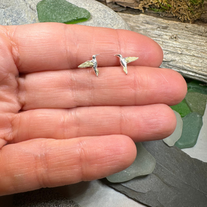 Golden Wing Hummingbird Post Earrings