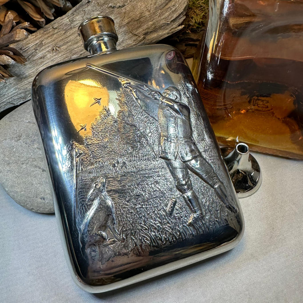 Gone Hunting Pewter Hip Flask