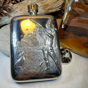 Gone Hunting Pewter Hip Flask