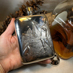 Gone Hunting Pewter Hip Flask