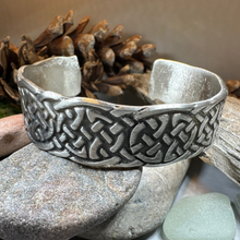 Load image into Gallery viewer, Celtic Knot Pewter Cuff Bracelet
