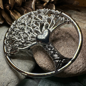 Tree of Life Heart Brooch