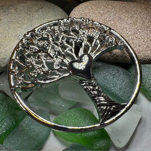 Tree of Life Heart Brooch