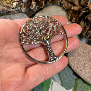 Tree of Life Heart Brooch