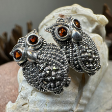 Load image into Gallery viewer, Owl Lover Marcasite Earrings
