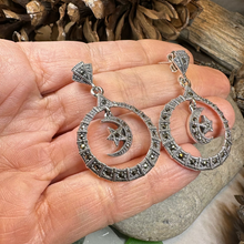Load image into Gallery viewer, Crescent Moon Marcasite Earrings
