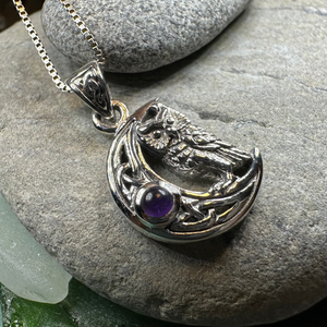 Owl Crescent Moon Necklace