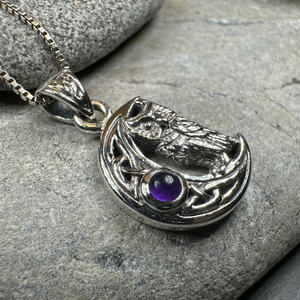 Owl Crescent Moon Necklace