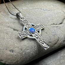 Load image into Gallery viewer, Rhys Opal Celtic Cross Necklace
